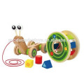 Nouveau produit kids funny toy OEM snail sort roll toy éducatif escargot en bois pull jouets pour enfant EZ5096